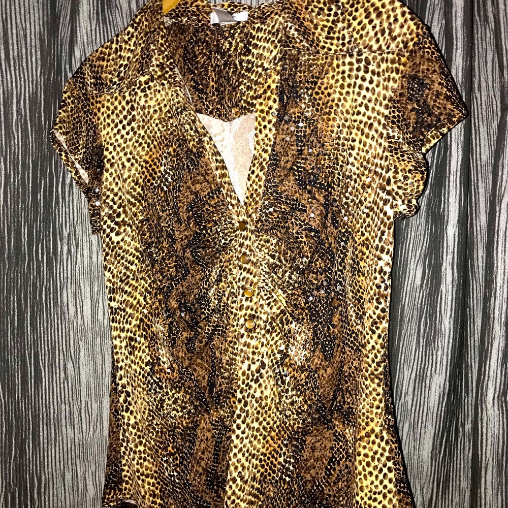 CACHE Animal Print Top